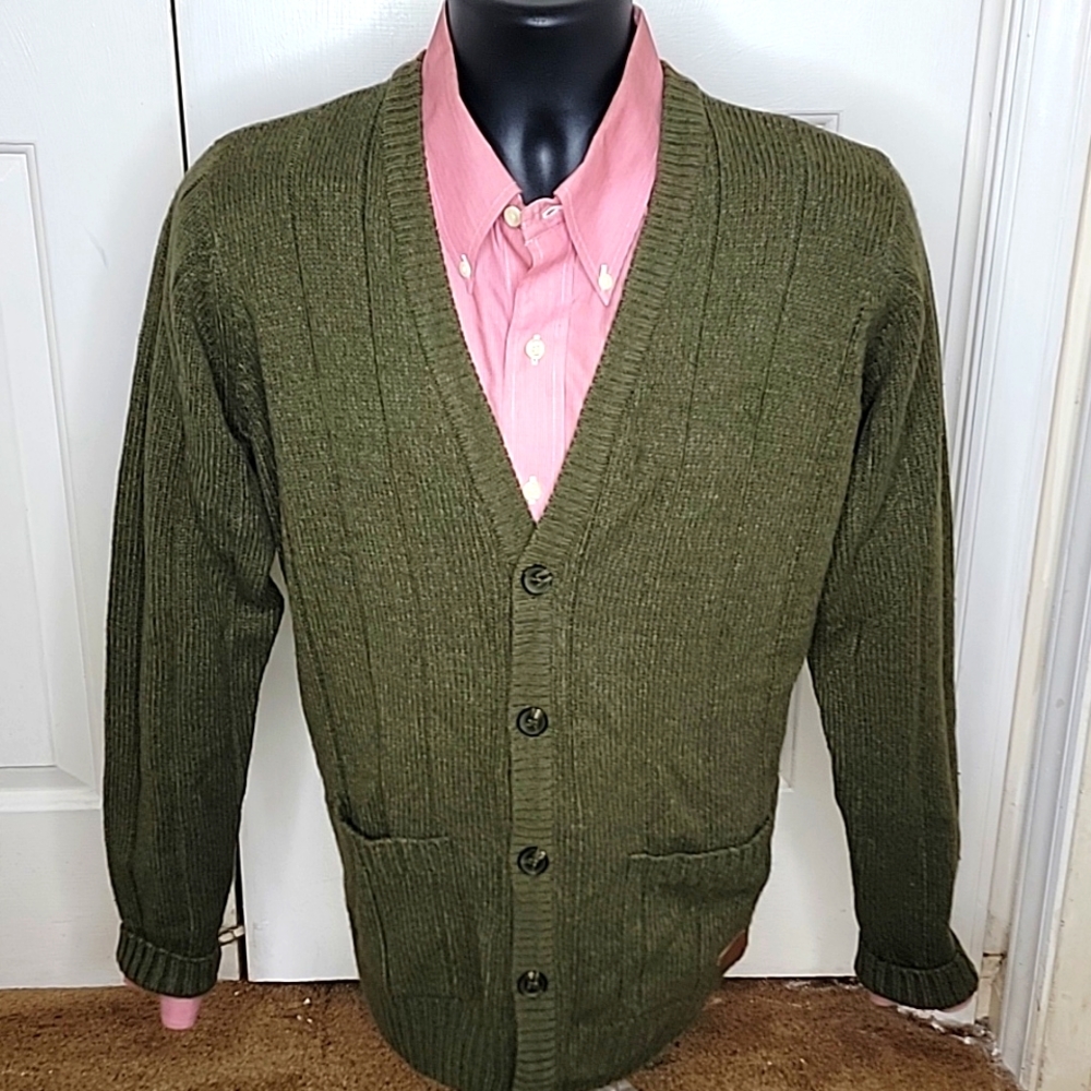 P.G. Field Derby Cardigan Men's Sweater Green Size Medium